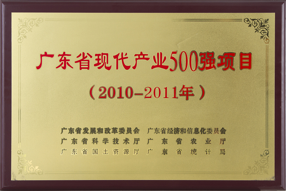 2011年廣東省現代500強產業項目